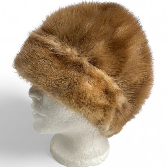 Vintage Mink Fur Hat Brown Women's Walnut Brown - Picture 2 of 8